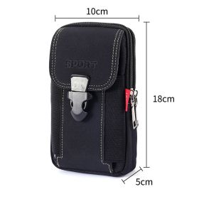 Men's 6.5 Inch Multifunctional Vertical Canvas Mobile Phone Waist Bag (Option: Vertical black)