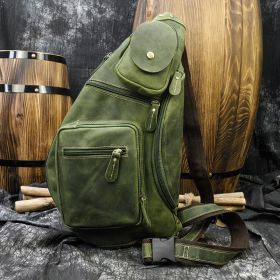 European And American Retro Men's Chest Bag Crazy Horseskin (Option: Army Green)