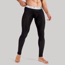 Seamless Men Tight Ice Silk Thin Leggings (Option: Black Trousers-M)