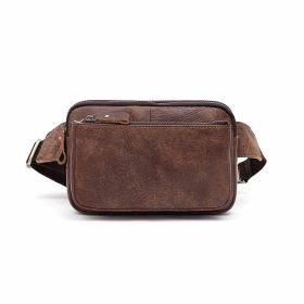 Men Waist Bag Pack Casual Functional Money Phone Belt Bag Male Unisex Sling Bag For Belt Leather Hip Bag Chest Phone Purse (Color: Coffee)