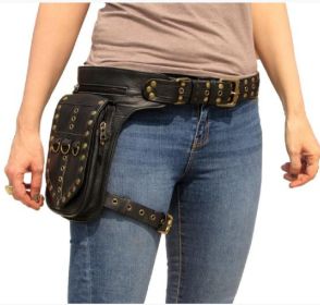 Medieval Punk European And American Retro Belt Satchel (Color: Black)