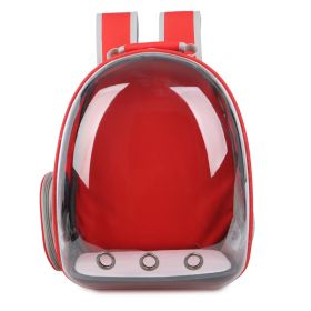 Pet Portable Cat Transparent Space Bag Backpack For Dogs (Color: Red)