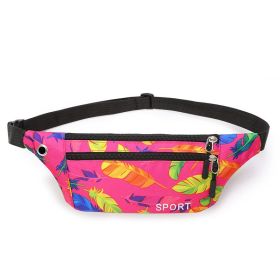 Fashionable Camouflage Print Waterproof Sports Fanny Pack (Option: Feather Rose Red)