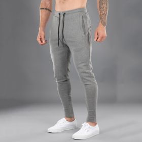 Men's Casual Sports Pants Cotton Skinny Stretch (Option: Grey-M)