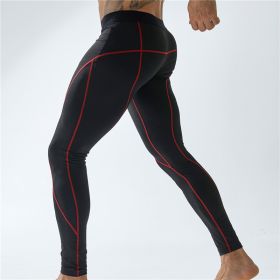 Men's Workout Elastic Tight Sports Pants (Option: Black-M)
