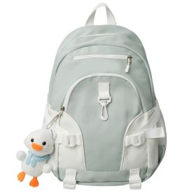 Large Capacity Student Backpack Stylish And Simple (Option: Green-Pendant Included)