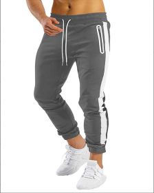 Men's Trendy Latest Running Fitness Side Contrast Color Velcro Sports Trousers (Option: Dark Gray-L)