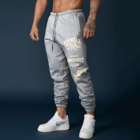 Men's Thicken Ankle-tied Sports Pants (Option: Gray-XL)