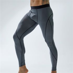 Men's Workout Elastic Tight Sports Pants (Option: Dark Gray-XXL)